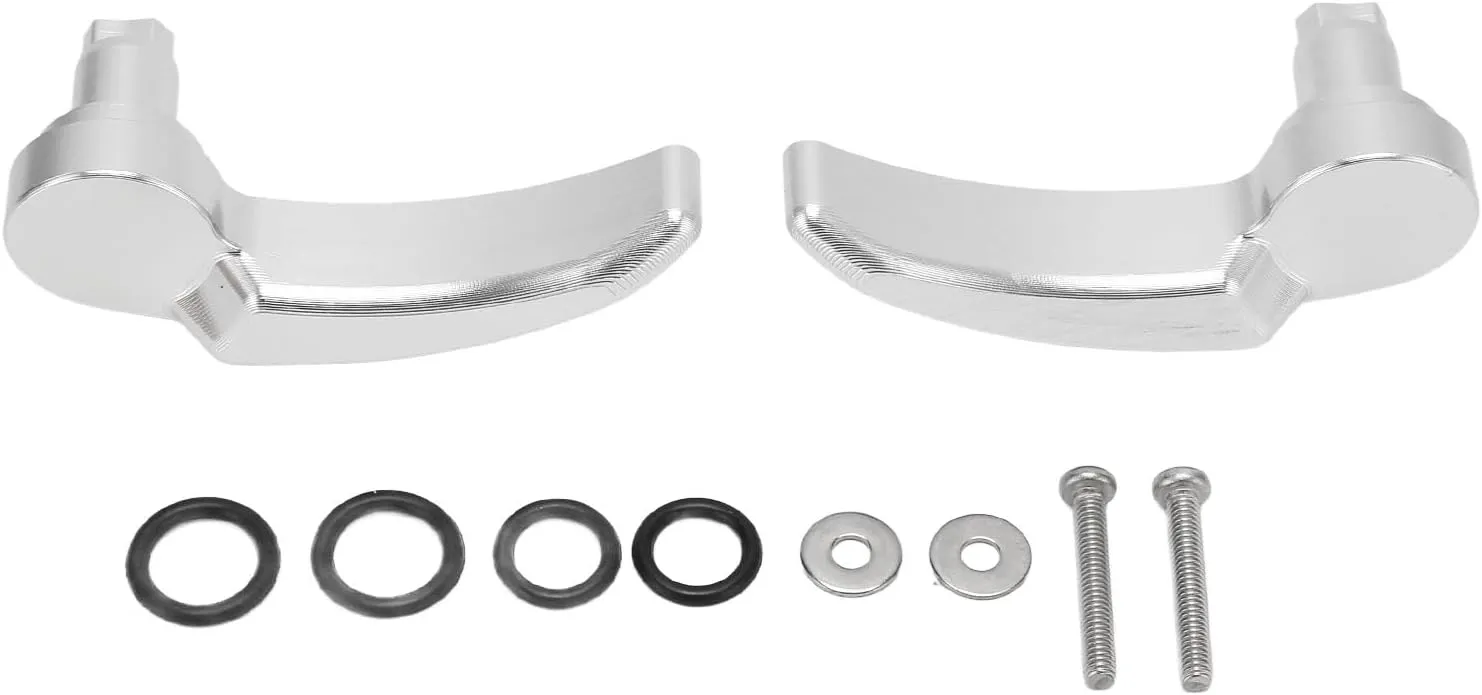 1 Pair Anodized Finish Saddlebag Latch Kit Saddle Bag Lifter for Ultra Limited FLHR FLHT FLHX FLHTK 2014 to 2023 Silver Practical Reliable Durable Metal Ideal Replacement (Silver)