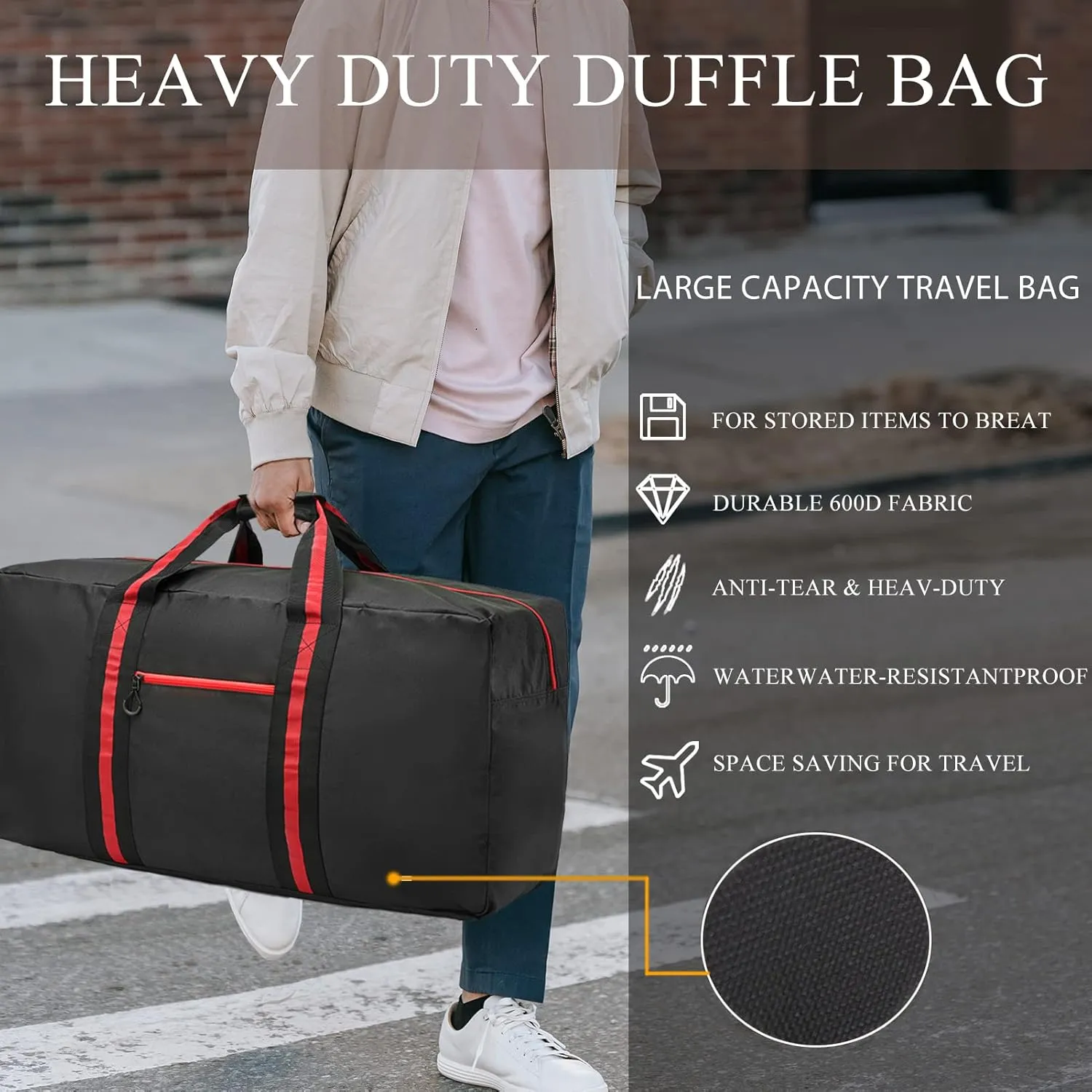 100L Large Duffle Bag for Travel 31.1 Diffle Bag - Overnight Weekender Camping, Storage for Men Women, Classic Red