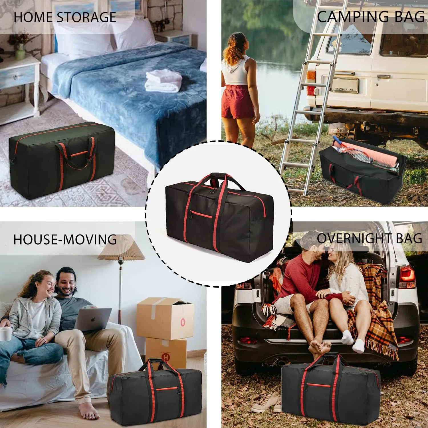 100L Large Duffle Bag for Travel 31.1 Diffle Bag - Overnight Weekender Camping, Storage for Men Women, Classic Red
