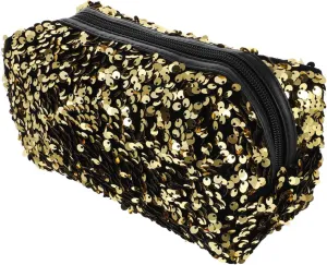 1Pc Capacity Sequin Cosmetic Bag Portable Square Makeup Storage Pouch with Zipper Closure for Easy Access Versatile Travel Toiletry Organizer for Women