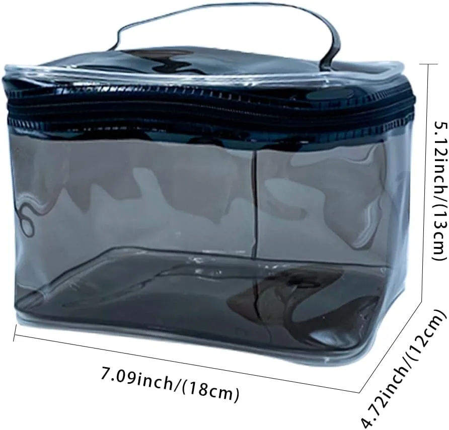 1PCS Clear Handle Zipper Cosmetic Bag and Versatile Travel Pouch,Durable PVC Material,for Makeup Travel Essentials (Pink-1pcs)