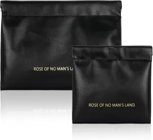 2 Pack Elegant PU Leather Cosmetic Bags for Women - Compact Travel Makeup Pouch with Zipper, Perfect for Purse Organizer and Daily Essentials (Black)