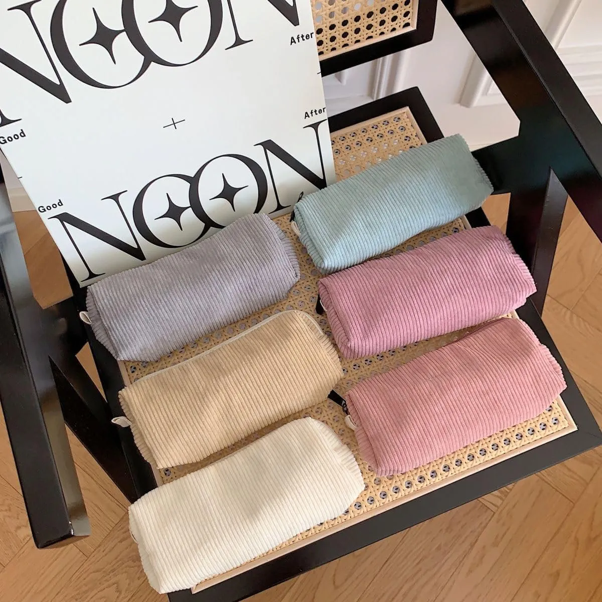 2 Pcs Womens and Corduroy Makeup Bag Roomy Cosmetic Bag and Makeup Brushes Storage Bag Pouch Purse Organizer with Zipper Pink