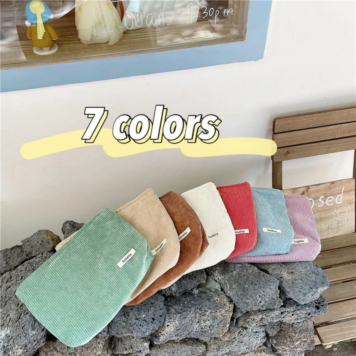 2 Pcs Womens and Corduroy Makeup Bag Roomy Cosmetic Bag and Makeup Brushes Storage Bag Pouch Purse Organizer with Zipper Pink