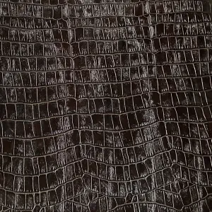 2oz Shiny Dark Brown Reptile Embossed Cow Leather (per square foot)