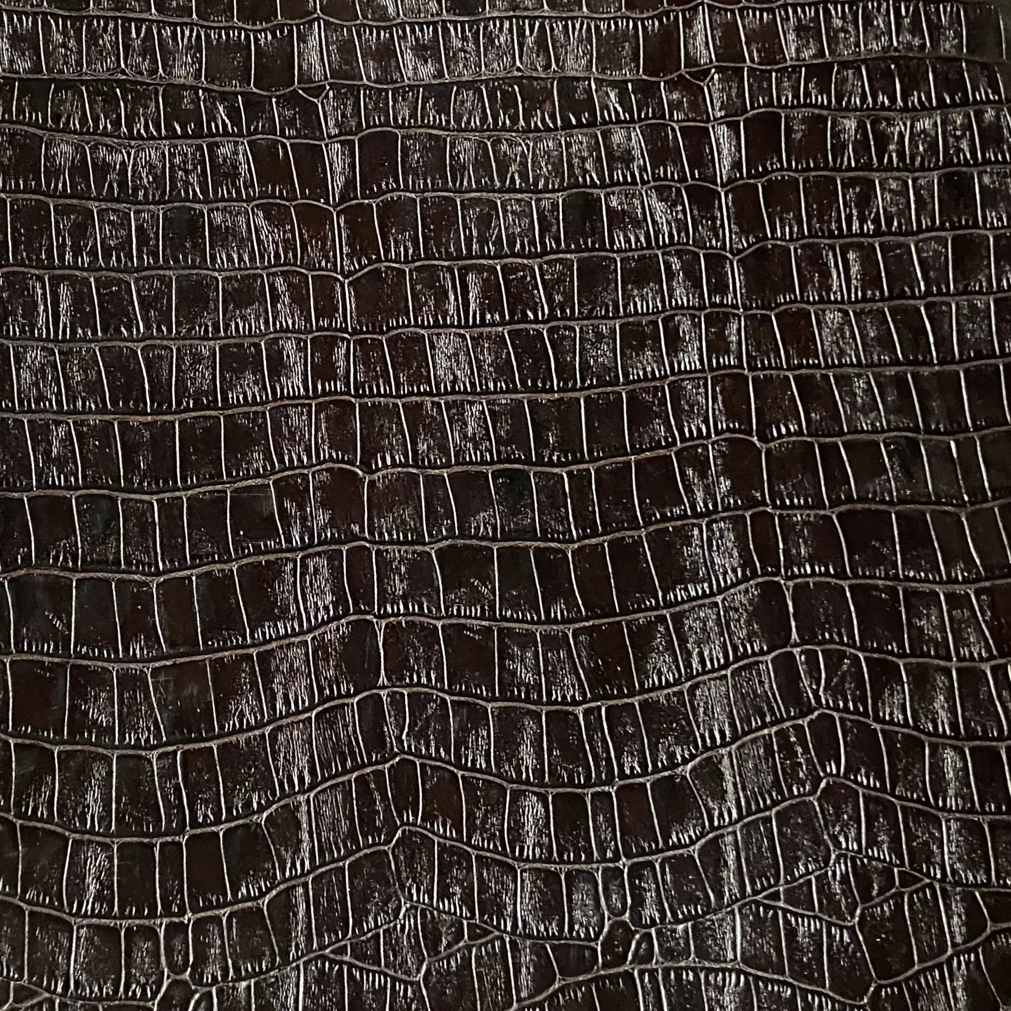 2oz Shiny Dark Brown Reptile Embossed Cow Leather (per square foot)