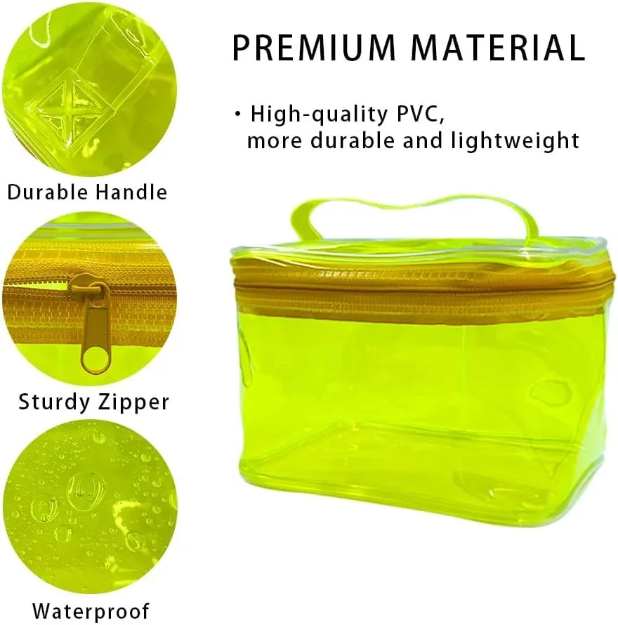 2PCS Clear Handle Zipper Cosmetic Bag and Versatile Travel Pouch,Durable PVC Material,for Makeup Travel Essentials (2 Pcs purple)
