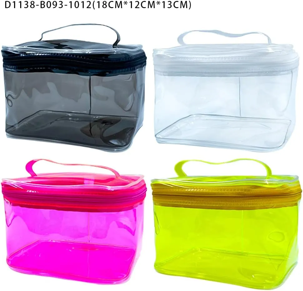 2PCS Clear Handle Zipper Cosmetic Bag and Versatile Travel Pouch,Durable PVC Material,for Makeup Travel Essentials (2 Pcs purple)