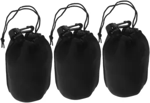 3pcs Camera Lens Pouch Drawstring Neoprene Case for Dslr Camera Outdoor Lens Bag for Filter Storage