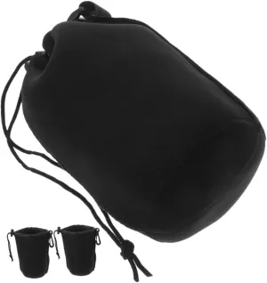 3pcs Dslr Camera Lens Bag Large Storage Pouch Drawstring Clip against Scratches Bumps