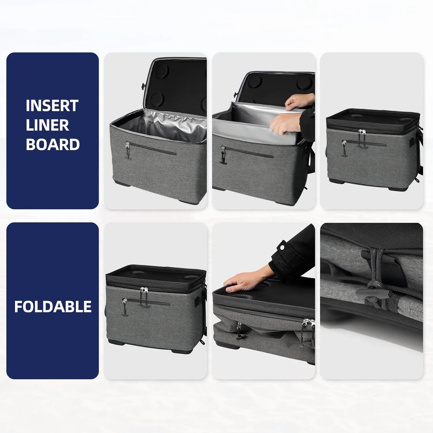 40Can Collapsible Cooler Box, Versatile Insulated Leakproof Cooler Bag with Hard Inserts and 4 Cup Holders, Large Ice Chest for Beach, Travel, Camping, Picnic