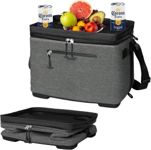 40Can Collapsible Cooler Box, Versatile Insulated Leakproof Cooler Bag with Hard Inserts and 4 Cup Holders, Large Ice Chest for Beach, Travel, Camping, Picnic