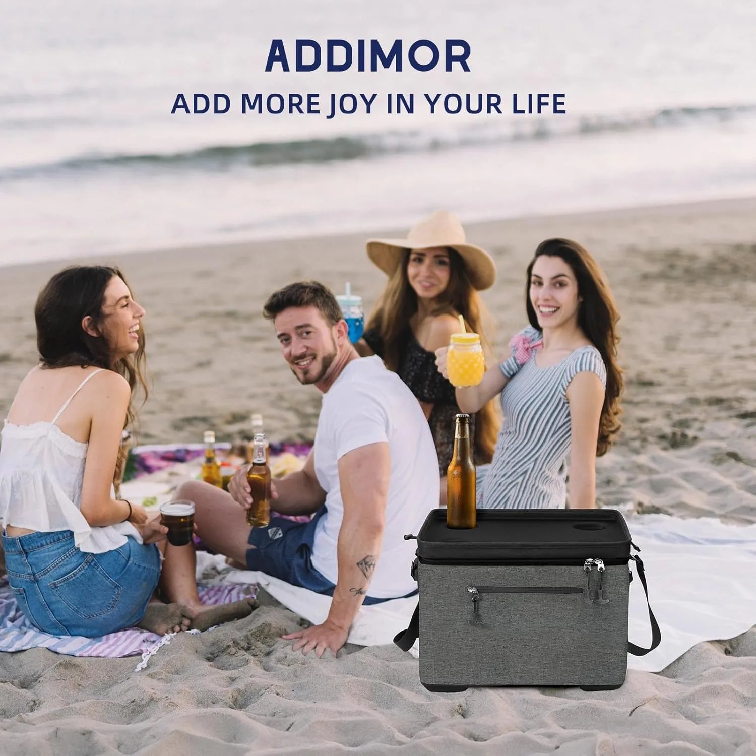 40Can Collapsible Cooler Box, Versatile Insulated Leakproof Cooler Bag with Hard Inserts and 4 Cup Holders, Large Ice Chest for Beach, Travel, Camping, Picnic