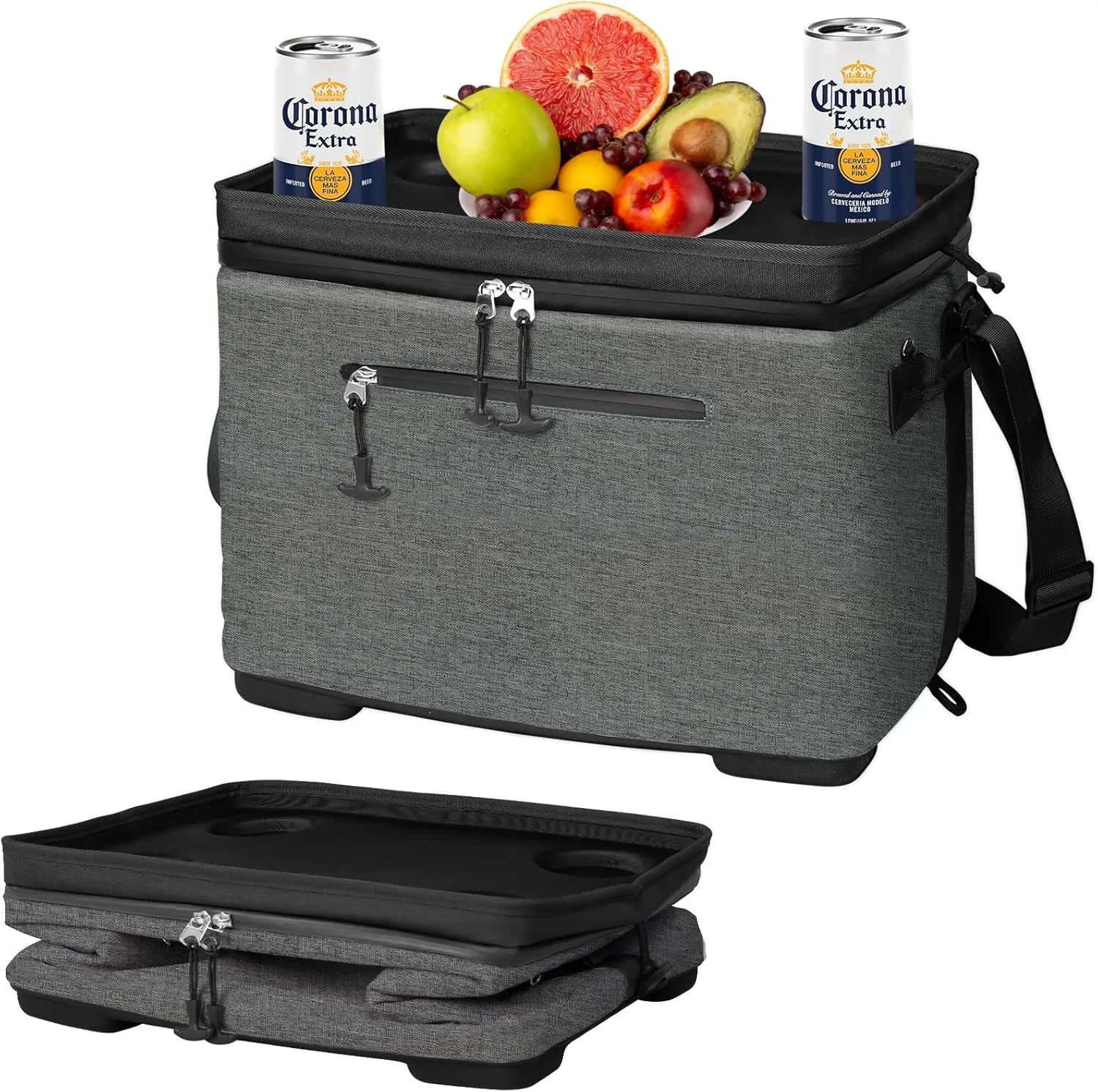 40Can Collapsible Cooler Box, Versatile Insulated Leakproof Cooler Bag with Hard Inserts and 4 Cup Holders, Large Ice Chest for Beach, Travel, Camping, Picnic