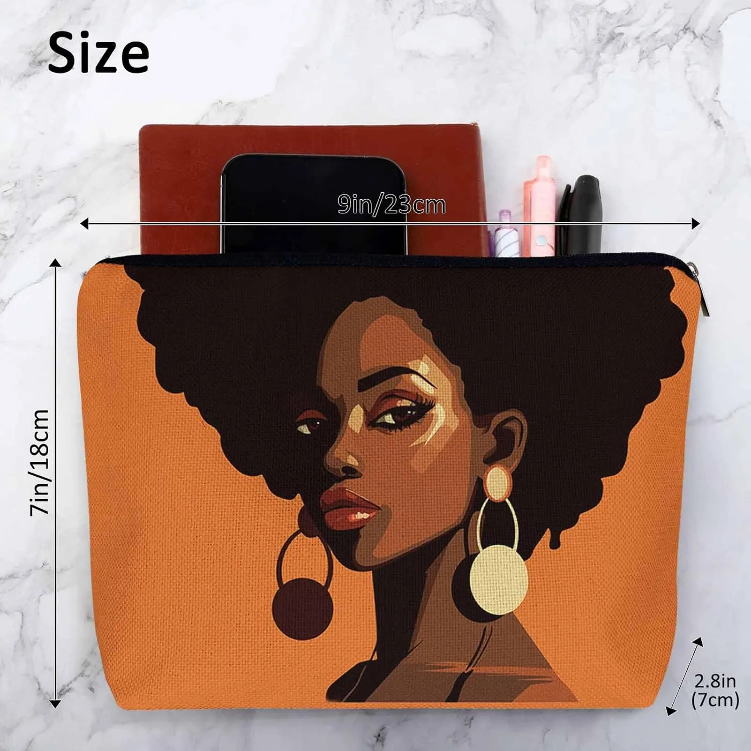 African Woman Cosmetic Bags For Women, Pretty African Women Roomy Makeup Bag Toiletry Bag Accessories Organizer Storage Bags Makeup Pouch For Travel Business Gym Camping Bathroom