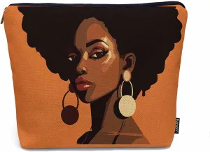 African Woman Cosmetic Bags For Women, Pretty African Women Roomy Makeup Bag Toiletry Bag Accessories Organizer Storage Bags Makeup Pouch For Travel Business Gym Camping Bathroom