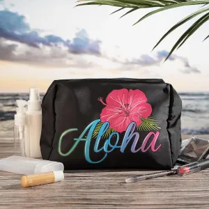 Aloha Designs ALOHA Cosmetic Bag for Women Roomy Makeup Bag Travel Splash-proof Toiletry Bag Accessories Organizer and Bikini Pouch. Aloha Water-resistant Beach Bag Pouch. Plus 1 Aloha Decal (Black)