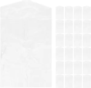 Amosfun 40Pcs Clear Plastic Garment Bags for Hanging Clothes Clothing Storage Covers for Coats Suits and Dresses for Home and Travel Organization