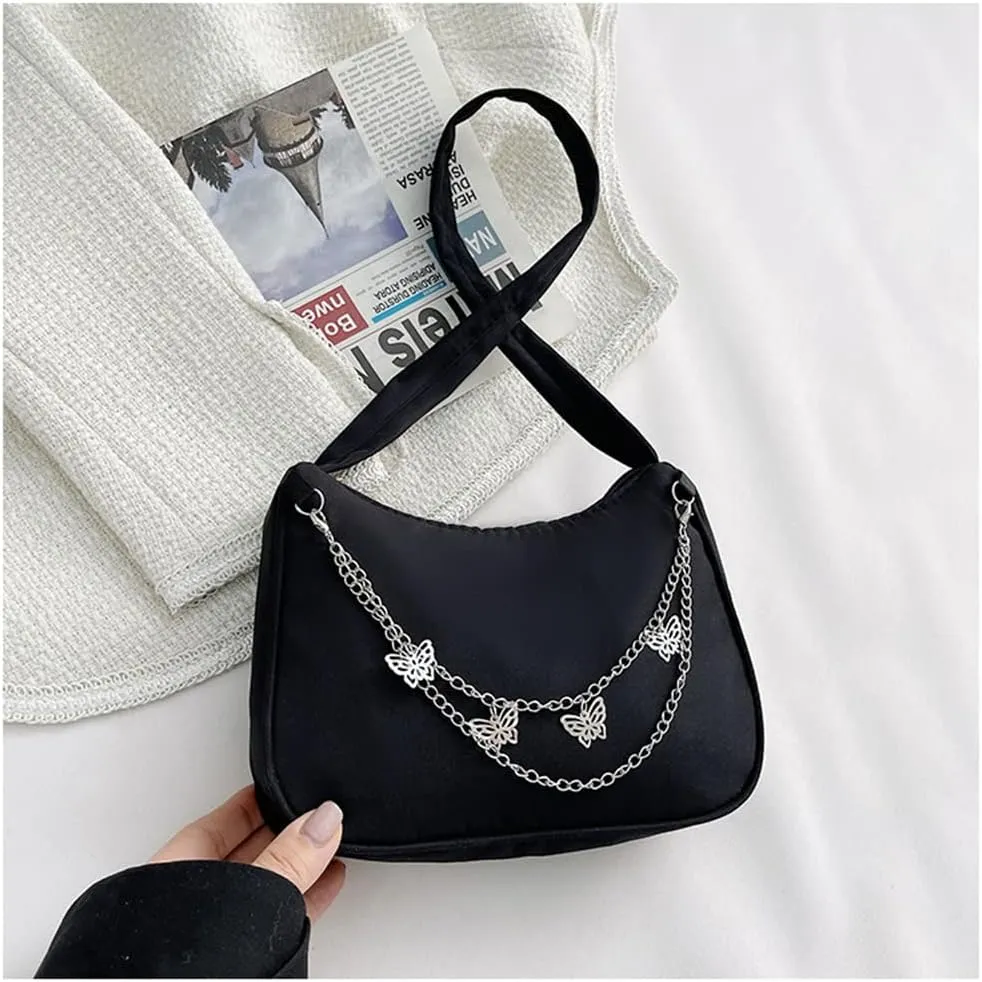Armpit Purse Fashion Women Butterfly Chain Shoulder Underarm Bags Purses Handbags Elegant Nylon Hobo Bags