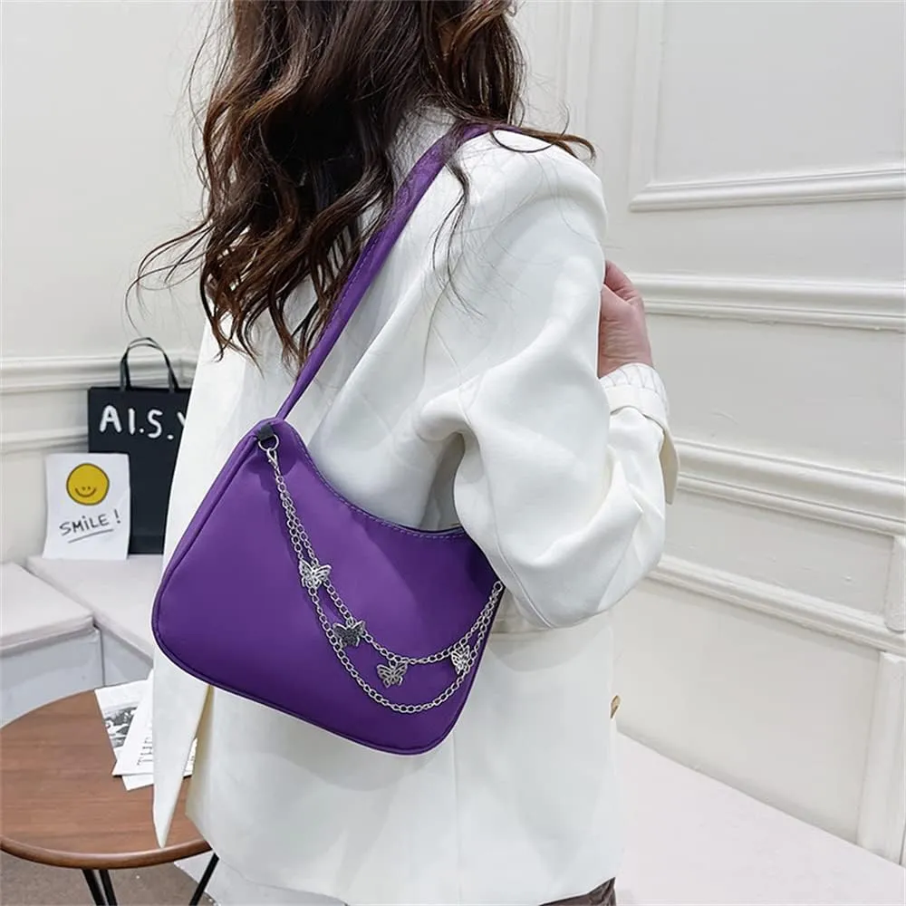 Armpit Purse Fashion Women Butterfly Chain Shoulder Underarm Bags Purses Handbags Elegant Nylon Hobo Bags