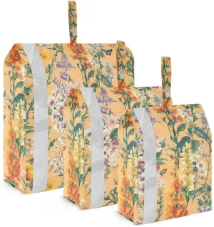Autumn Flowers Vintage Orange 3 Set Packing Travel Organizer Portable Garment Bag Closet Storage Travel Bag Pack Luggage Organizer