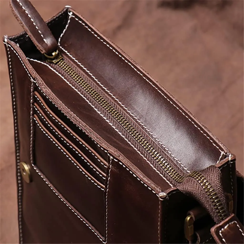 Bag Genuine Leather Men's Shoulder Classic Messenger Man Small Bags 7.9 Inch