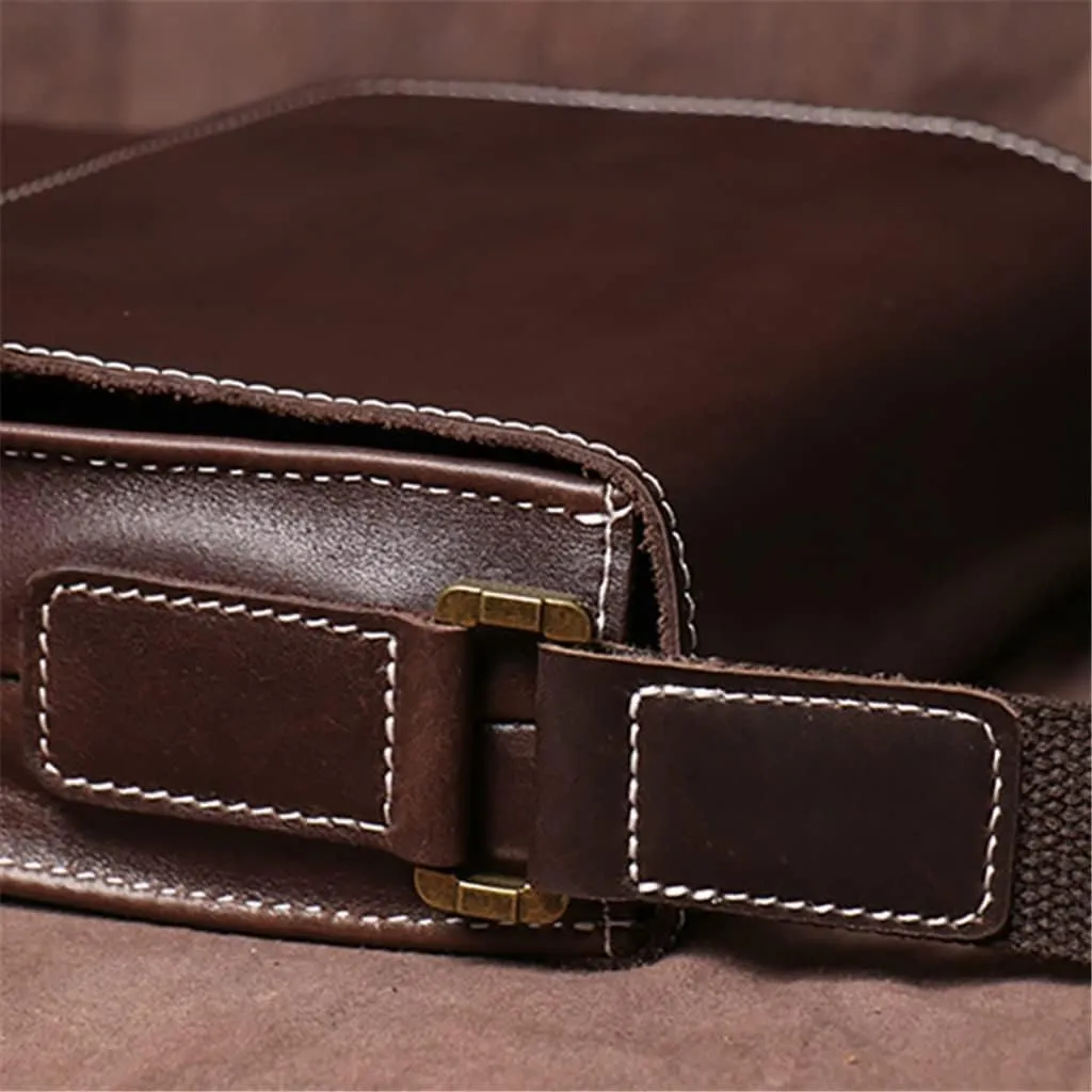Bag Genuine Leather Men's Shoulder Classic Messenger Man Small Bags 7.9 Inch