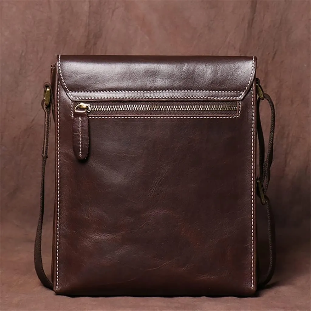 Bag Genuine Leather Men's Shoulder Classic Messenger Man Small Bags 7.9 Inch