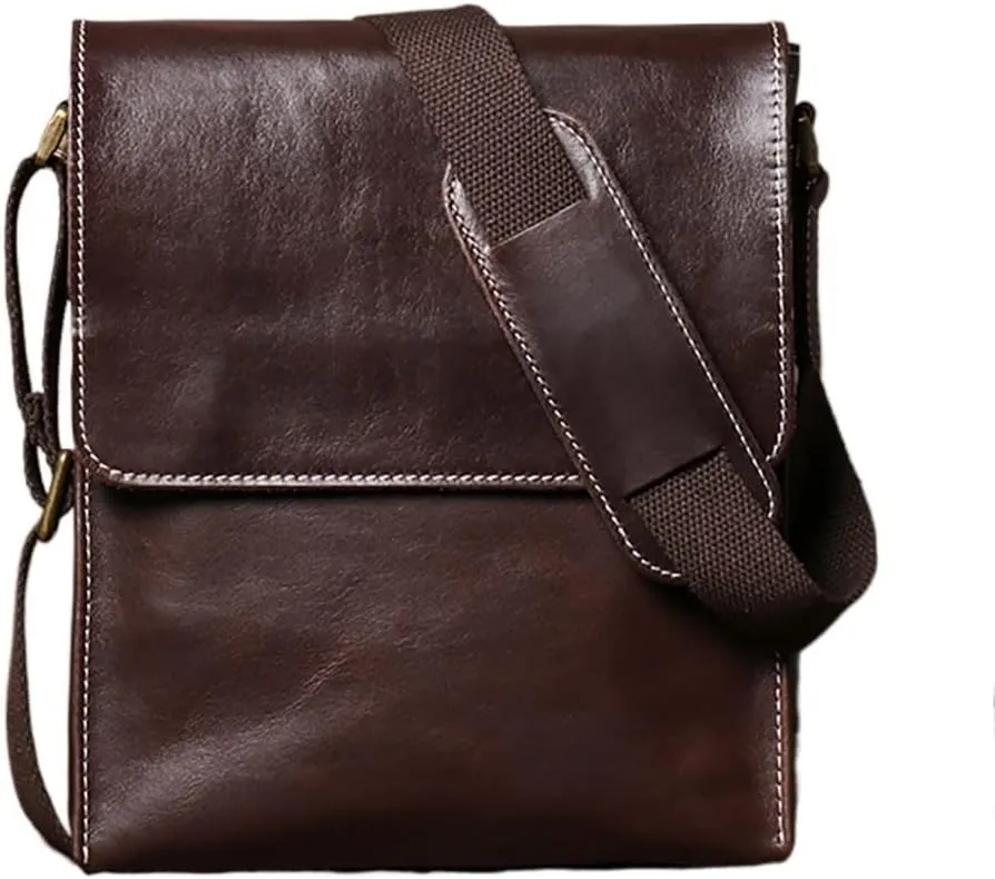 Bag Genuine Leather Men's Shoulder Classic Messenger Man Small Bags 7.9 Inch