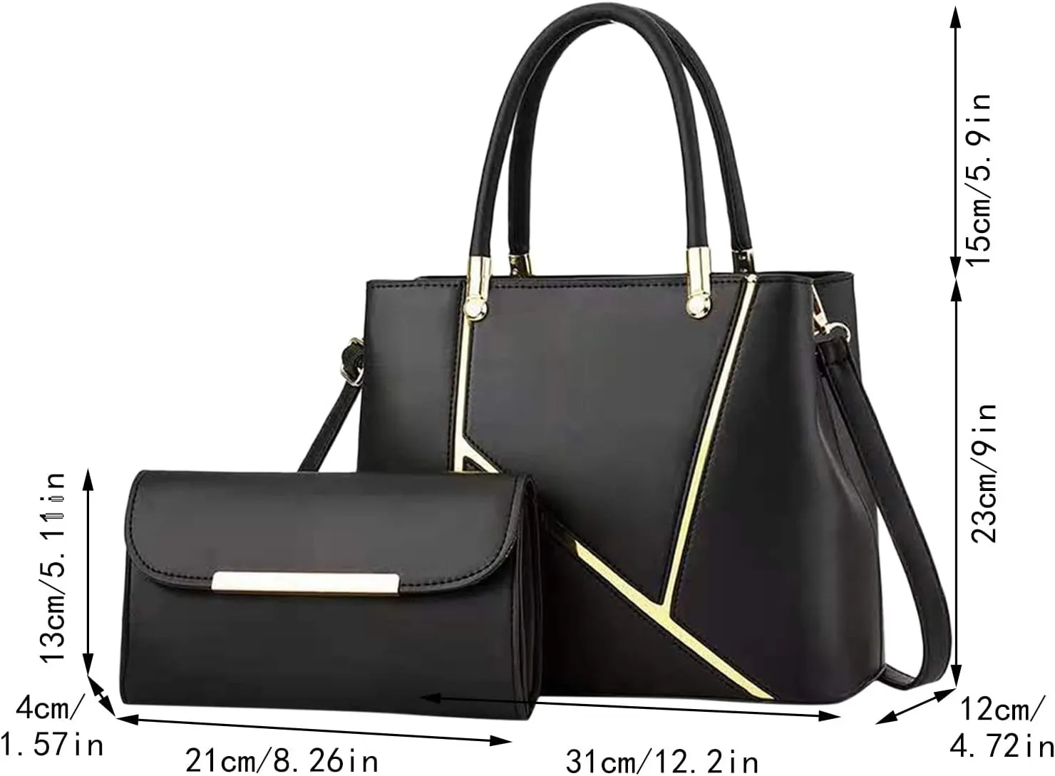 Beach Tote Bag 4 Packet Solid Color Leather Handbags Shoulder Bags Crossbody Hobo Bags Card Purse Work Travel Essential K