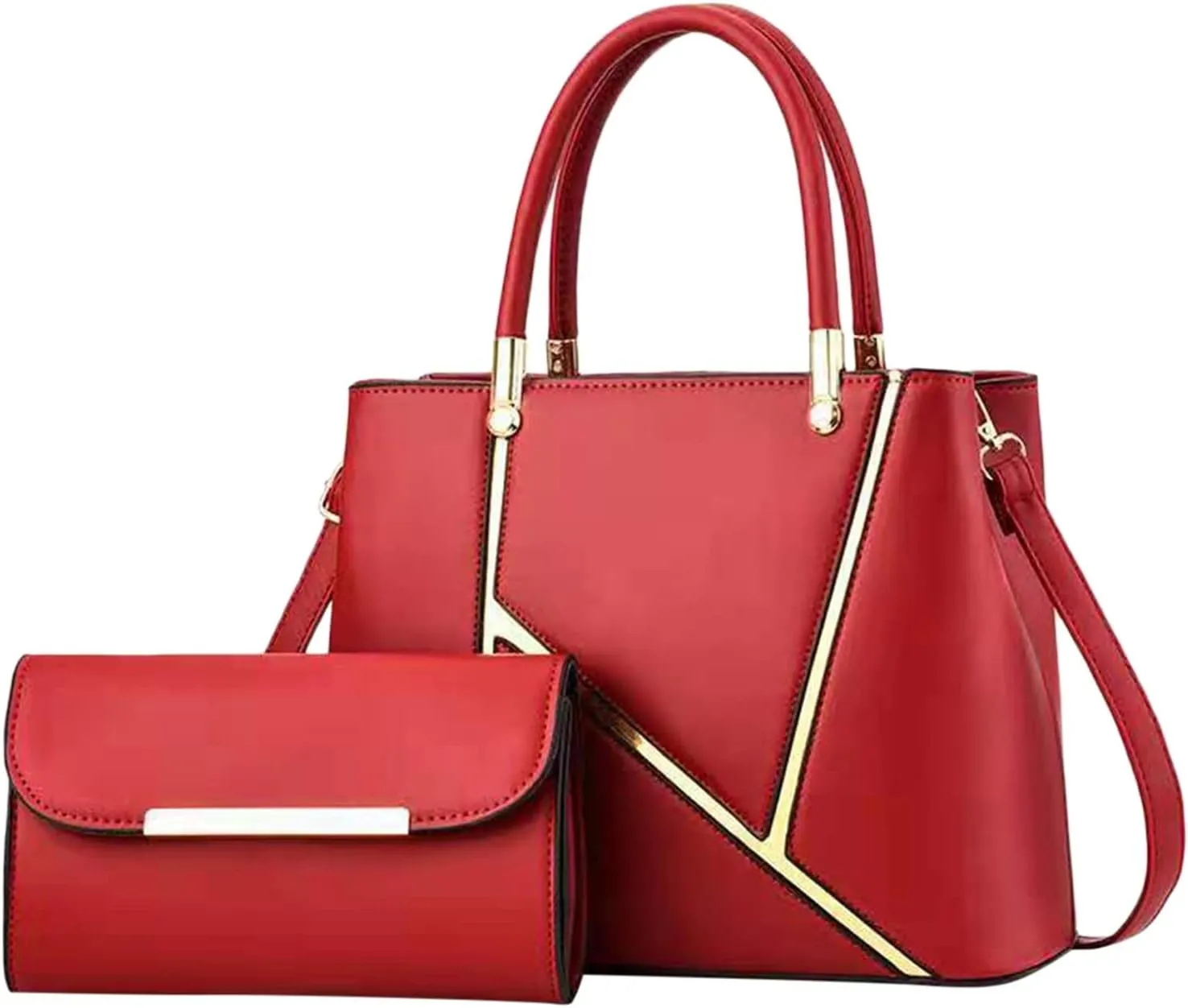 Beach Tote Bag 4 Packet Solid Color Leather Handbags Shoulder Bags Crossbody Hobo Bags Card Purse Work Travel Essential K