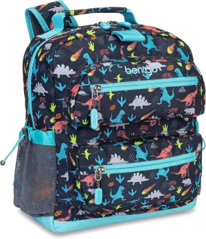 Bentgo Kids Backpack - Lightweight 14 Backpack in Fun Prints for School, Travel, & Daycare, Ideal for Ages 4 , Roomy Interior, Durable & Water-Resistant Fabric, & Loop for Lunch Bag (Dinosaur)