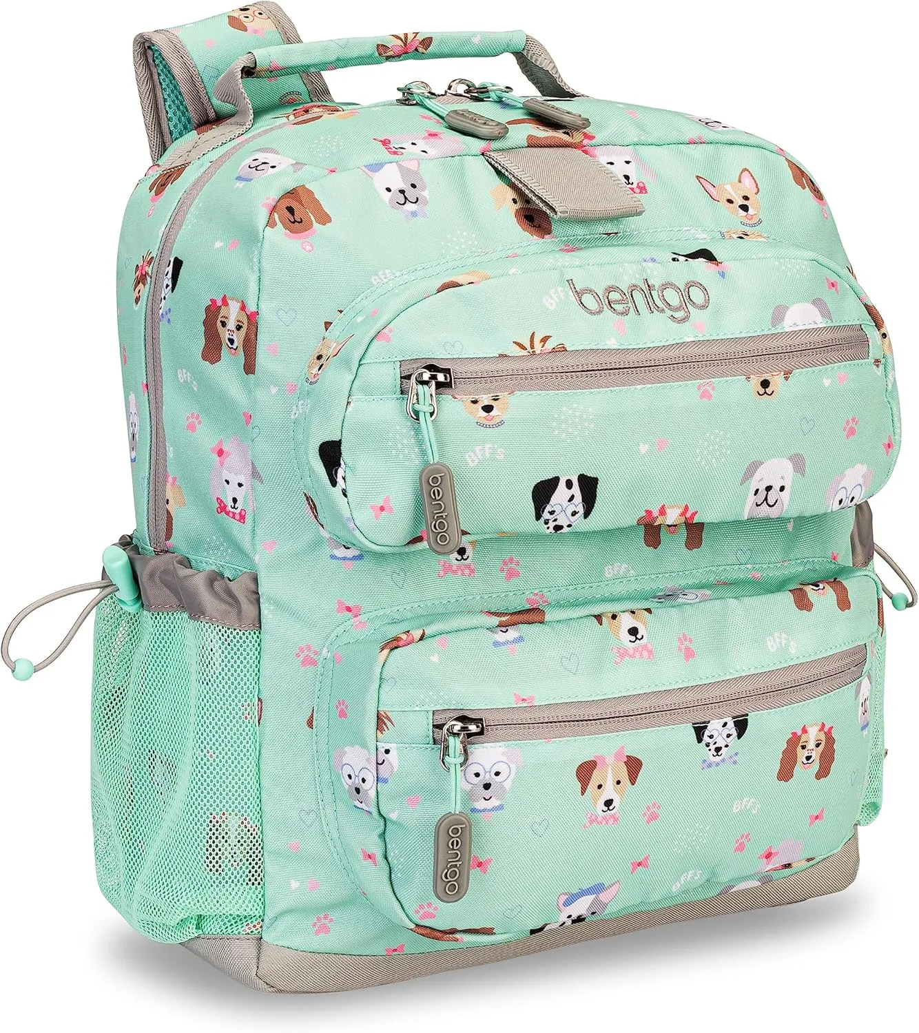 Bentgo Kids Backpack - Lightweight 14 Backpack in Fun Prints for School, Travel, & Daycare, Ideal for Ages 4 , Roomy Interior, Durable & Water-Resistant Fabric, & Loop for Lunch Bag (Puppy Love)