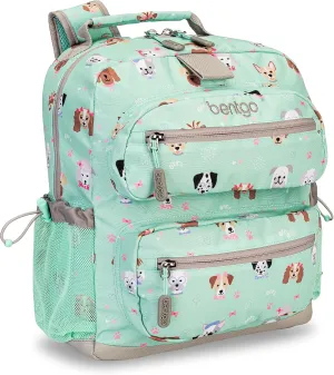 Bentgo Kids Backpack - Lightweight 14 Backpack in Fun Prints for School, Travel, & Daycare, Ideal for Ages 4 , Roomy Interior, Durable & Water-Resistant Fabric, & Loop for Lunch Bag (Puppy Love)