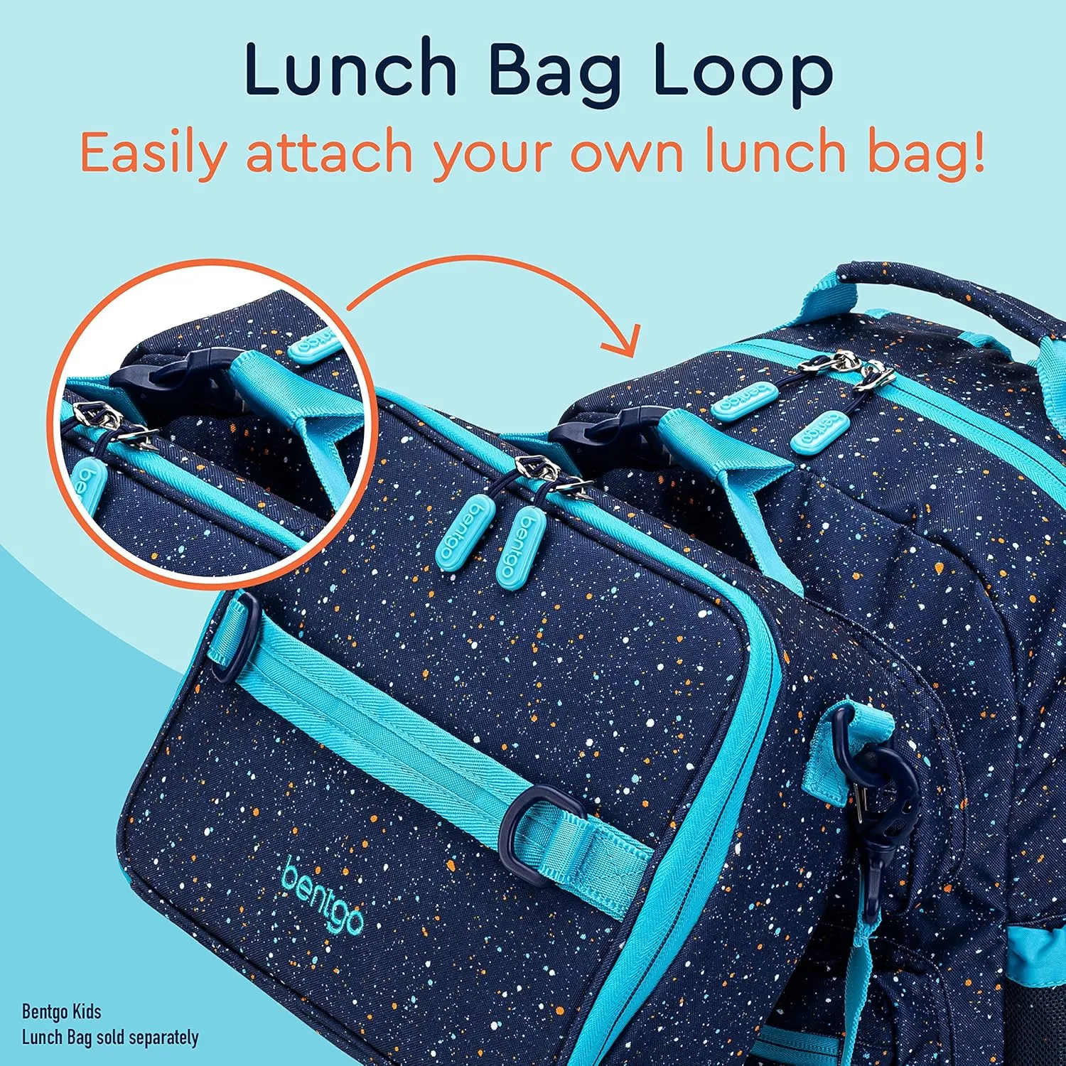 Bentgo Kids Confetti Backpack - Lightweight 14 Backpack for School, Travel & Daycare, Ideal for Ages 4 , Durable & Water-Resistant, Roomy Interior, & Loop for Lunch Bag (Confetti Edition-Abyss Blue)
