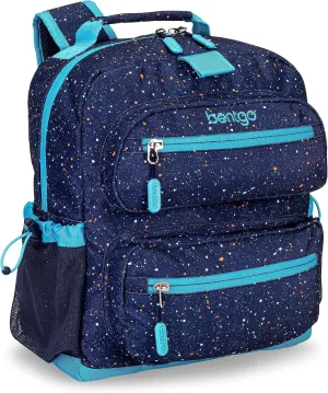 Bentgo Kids Confetti Backpack - Lightweight 14 Backpack for School, Travel & Daycare, Ideal for Ages 4 , Durable & Water-Resistant, Roomy Interior, & Loop for Lunch Bag (Confetti Edition-Abyss Blue)