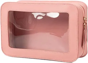 BILIKEYU Clear Makeup Bags Toiletry Bag With Zipper Makeup Organizer Travel Cosmetic Bags For Women Men Stuff Organizer (Pink, One Size)