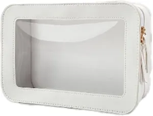 BILIKEYU Clear Makeup Bags Toiletry Bag With Zipper Makeup Organizer Travel Cosmetic Bags For Women Men Stuff Organizer (White, One Size)