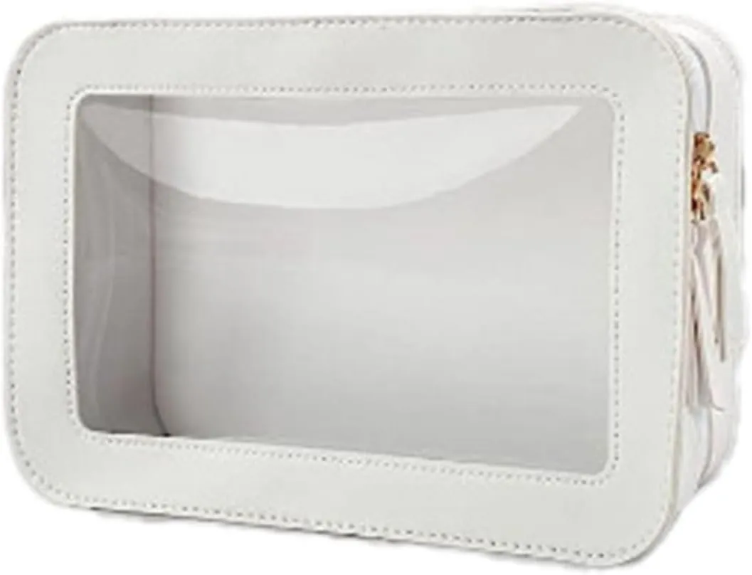 BILIKEYU Clear Makeup Bags Toiletry Bag With Zipper Makeup Organizer Travel Cosmetic Bags For Women Men Stuff Organizer (White, One Size)
