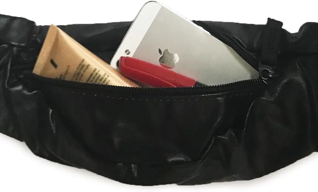 Black Shine Bling Leather Waist Fanny Pack Bag Pouch Casual Bum Purse (Bling Black, One_Size)