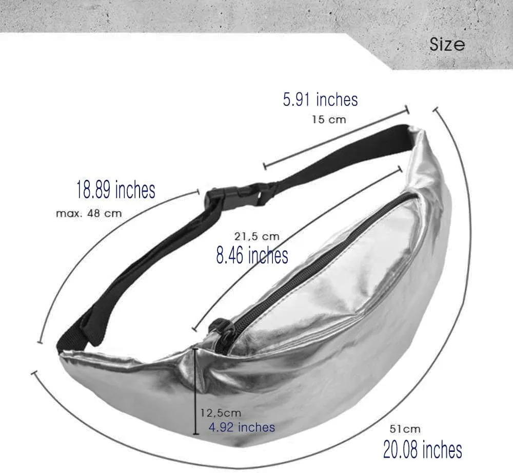 Black Shine Bling Leather Waist Fanny Pack Bag Pouch Casual Bum Purse (Bling Black, One_Size)