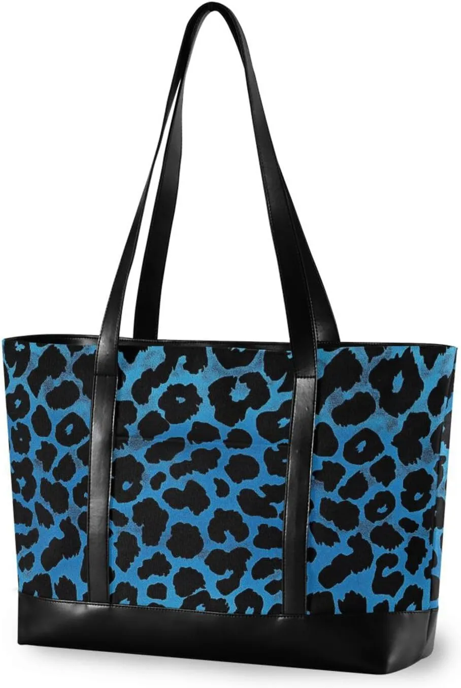 Blue Black Leopard Cheetah Print Fancy professional womens laptop tote bag with zipper for college with Personalized bulto para laptop