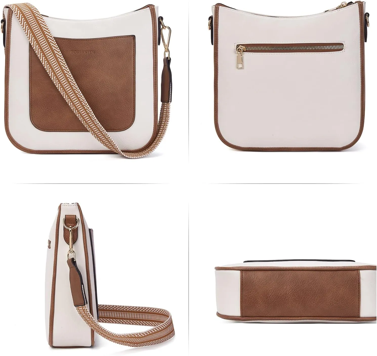 BOSTANTEN Crossbody Bags for Women Trendy Vegan Leather Hobo Handbags Fashion Shoulder Purse with Adjustable Guitar Strap