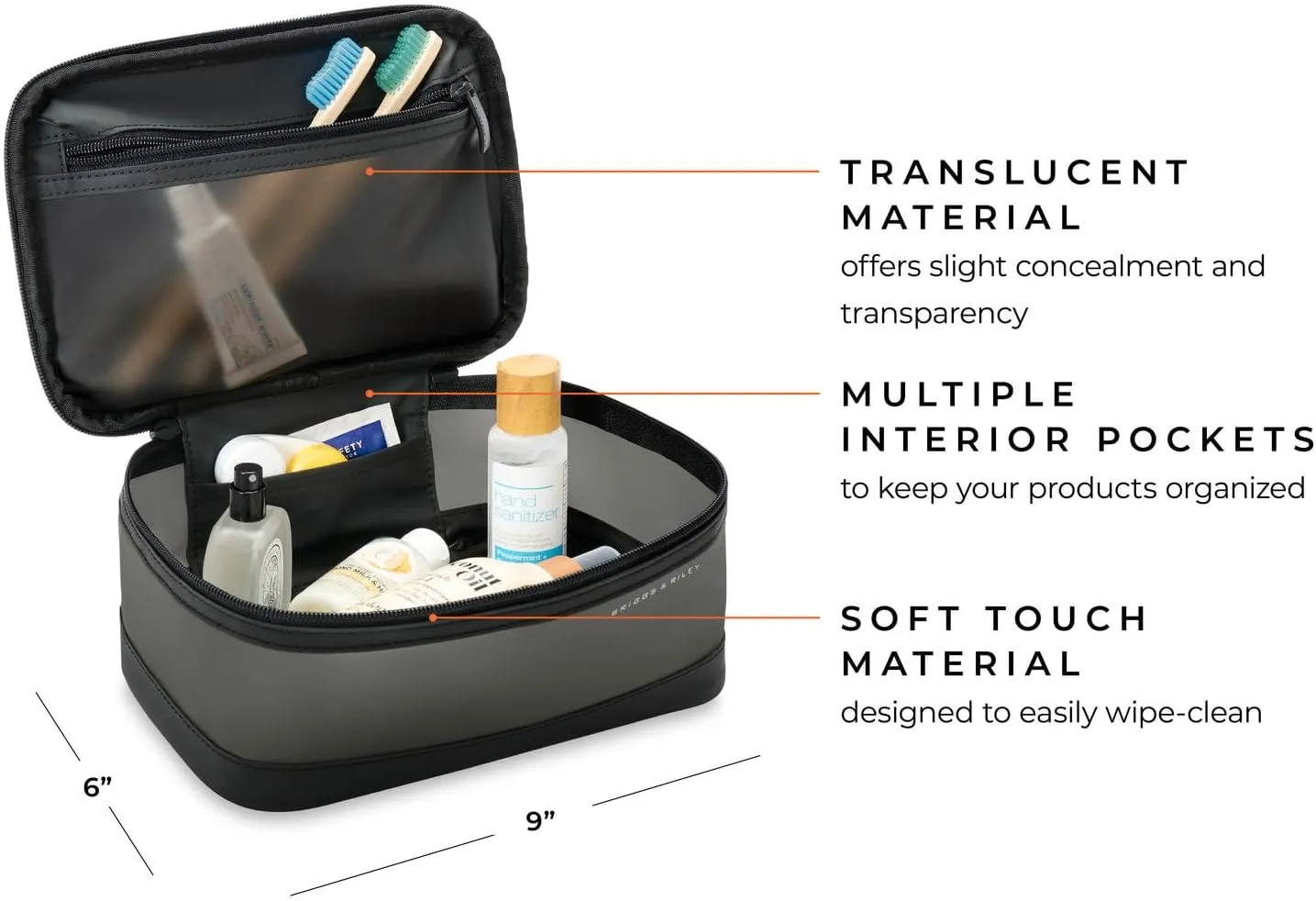 Briggs & Riley Toiletry Kit - Travel Bags for Women & Men, Organizer for Vacation, Dopp Kit for Bathroom Accessories, Makeup, & Skincare