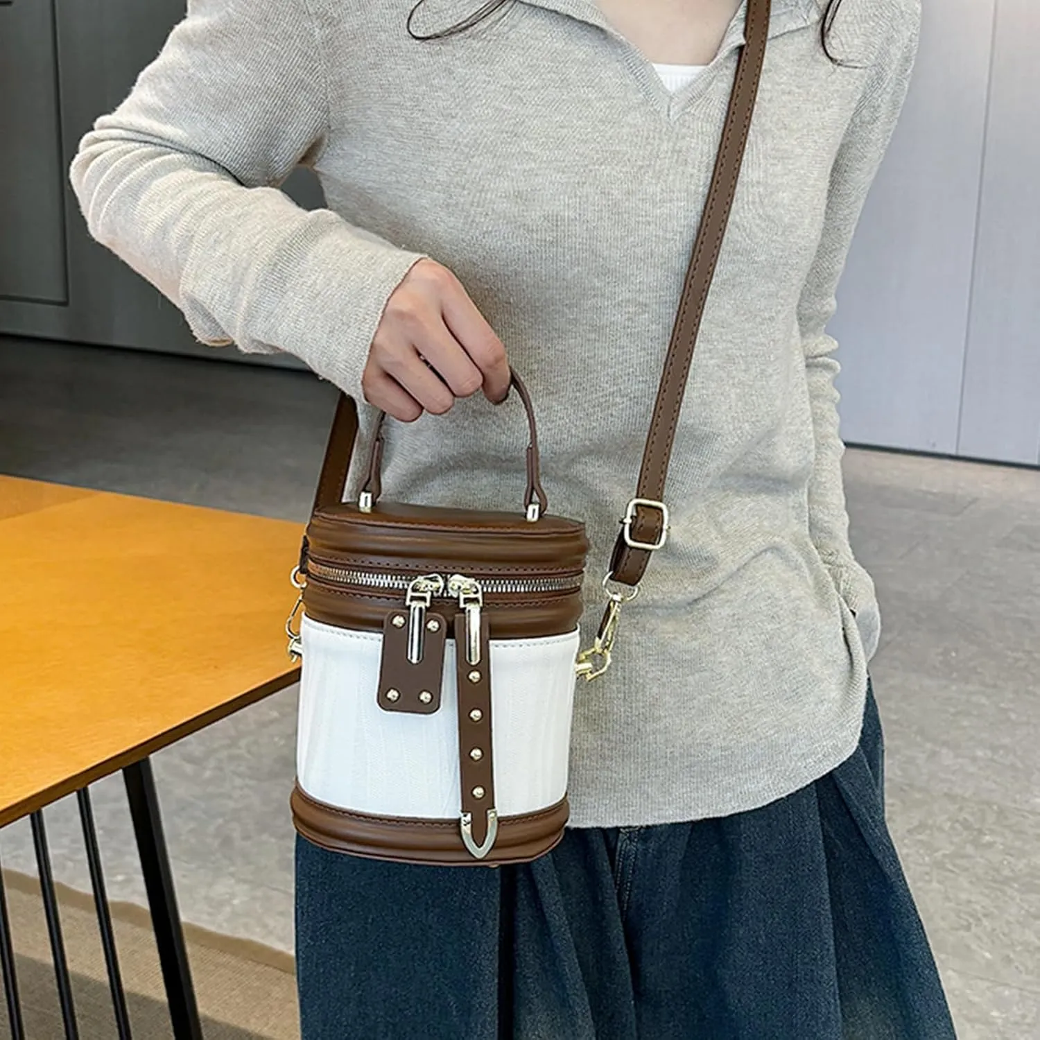 Bucket Bags for Women Vintage Women's Crossbody Handbags Shoulder Bag Mini Satchel Bags Trendy Women's Handbag