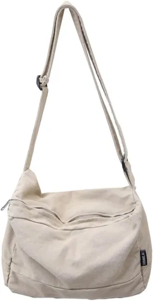 Canvas Messenger Bag Large Hobo Shoulder Crossbody Bags for Women Trendy Tote Bags Purse Travel Shopping