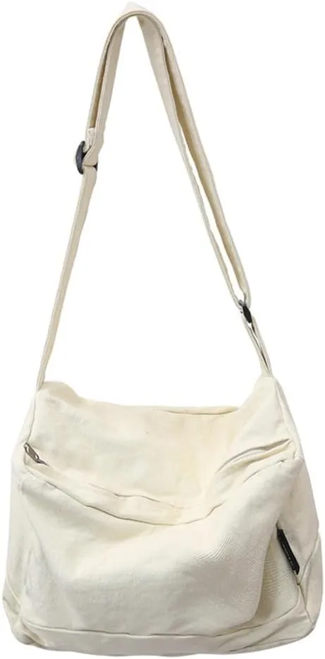 Canvas Messenger Bag Large Hobo Shoulder Crossbody Bags for Women Trendy Tote Bags Purse Travel Shopping