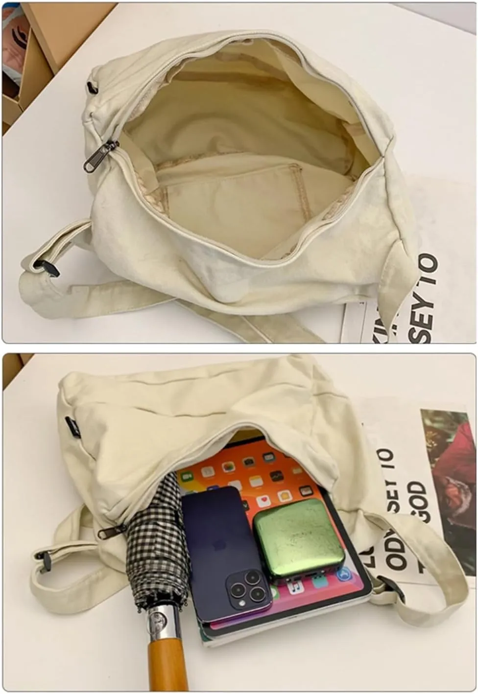 Canvas Messenger Bag Large Hobo Shoulder Crossbody Bags for Women Trendy Tote Bags Purse Travel Shopping