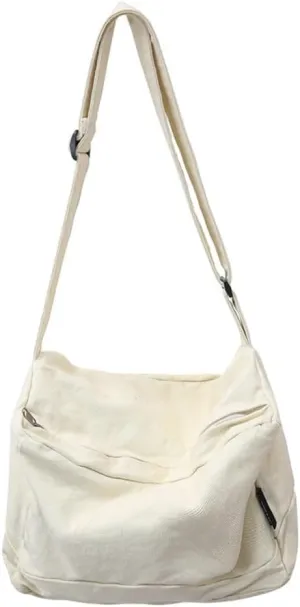 Canvas Messenger Bag Large Hobo Shoulder Crossbody Bags for Women Trendy Tote Bags Purse Travel Shopping