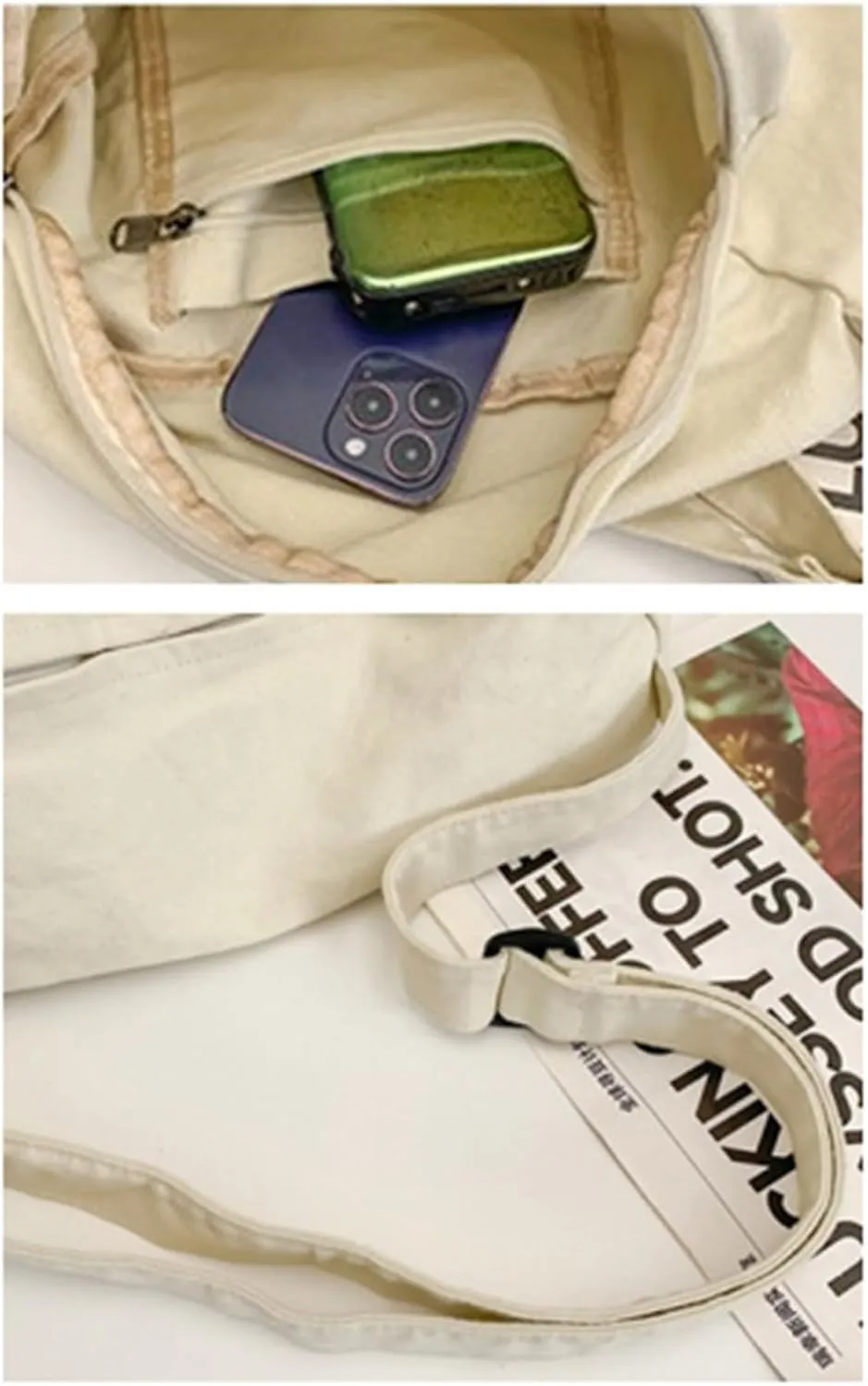 Canvas Messenger Bag Large Hobo Shoulder Crossbody Bags for Women Trendy Tote Bags Purse Travel Shopping